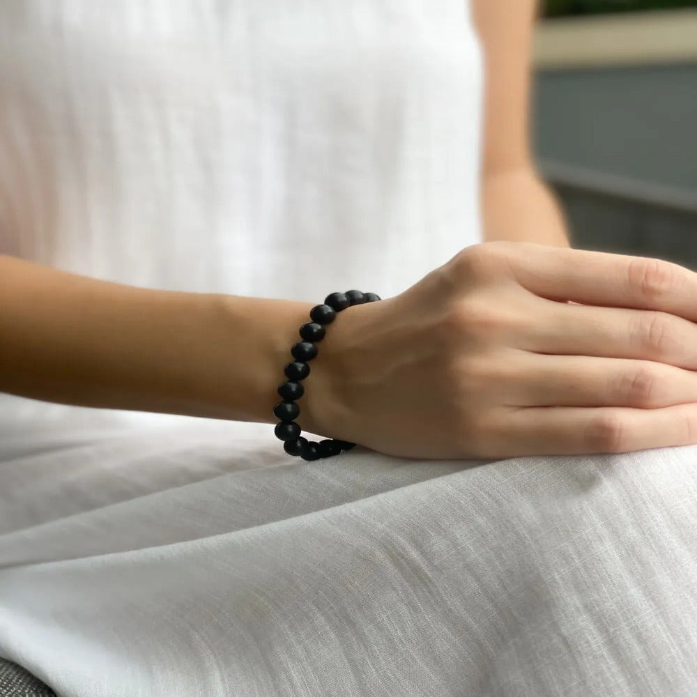 Schwarzer Obsidian - Kristall Armband